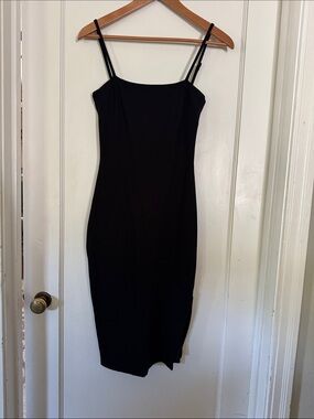 Lulu's Black Spaghetti-Strap Midi Bodycon Dress